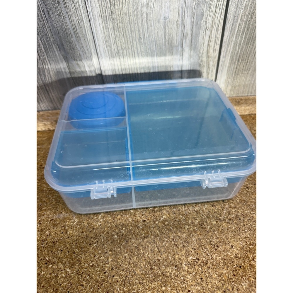 Sistema Bento Box Multi Compartment Lunch Container Blue 2L with Yogurt Pot